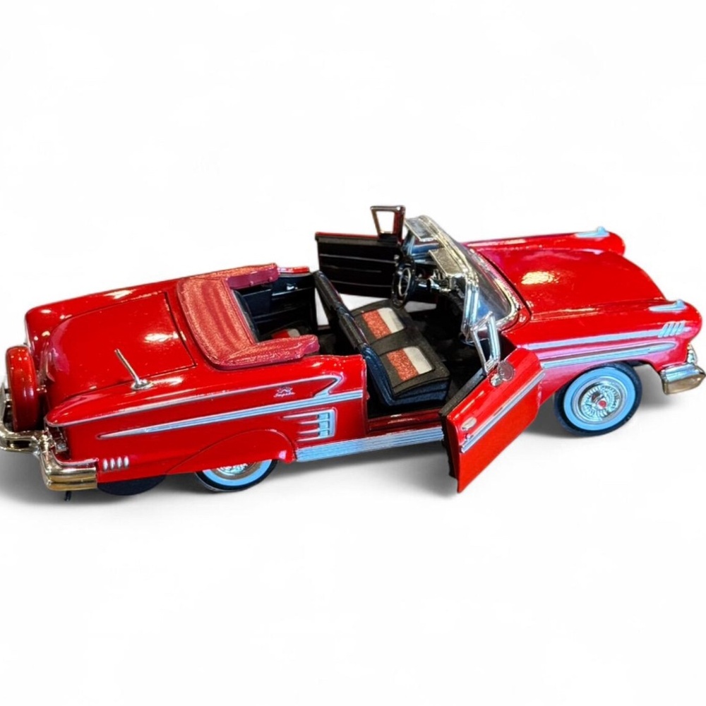 Vintage 1958 Chevrolet‎ Impala Model Car 1:24 Scale Red Convertible Testors Easy